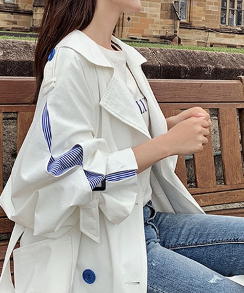 meJane（ミージェーン）の「大人ハンサム袖スリットデザイントレンチコート【ZOZOTOWN限定】（トレンチコート・レディース・ホワイト/カーキ・FREE）」の6枚目の写真