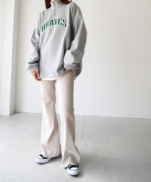 CANAL JEAN（キャナルジーン）の「El mar(エルマール) コールベロアフレアレギンス（レギンス/スパッツ・レディース・ブラック/アイボリー・ONE SIZE）」の4枚目の写真