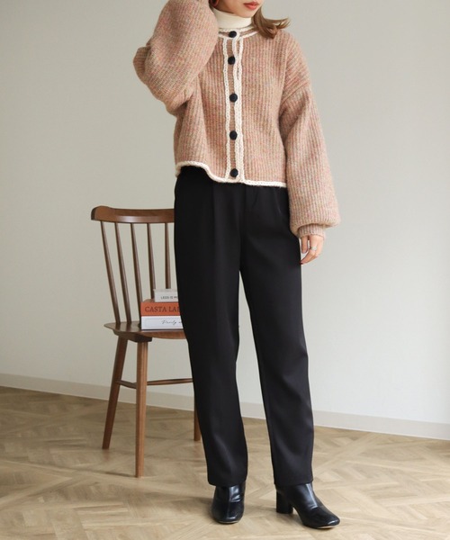 HER CLOSET(ハークローゼット)の「【shemoshelly】ハンドステッチ前後2WAYカーディガン(カーディガン/ボレロ・レディース・ブルー/グリーン/マルチ/レッド系/レッド・M)」の21枚目の写真