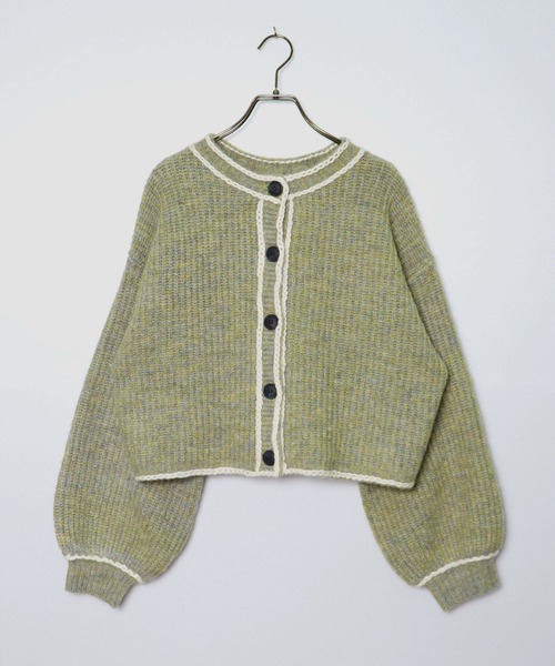 HER CLOSET(ハークローゼット)の「【shemoshelly】ハンドステッチ前後2WAYカーディガン(カーディガン/ボレロ・レディース・ブルー/グリーン/マルチ/レッド系/レッド・M)」の6枚目の写真