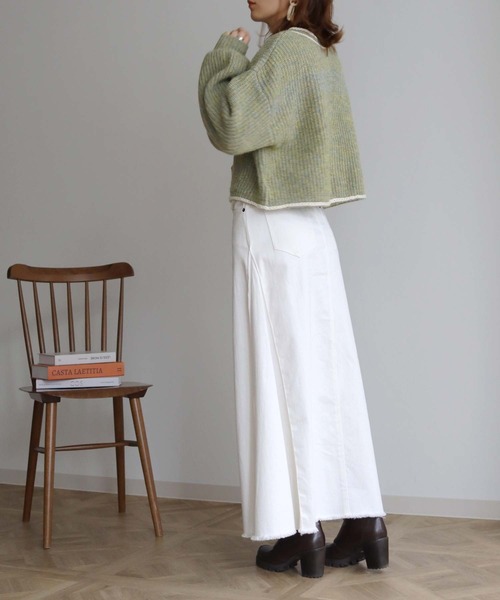 HER CLOSET(ハークローゼット)の「【shemoshelly】ハンドステッチ前後2WAYカーディガン(カーディガン/ボレロ・レディース・ブルー/グリーン/マルチ/レッド系/レッド・M)」の7枚目の写真