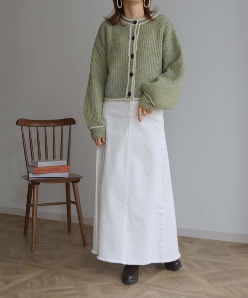 HER CLOSET(ハークローゼット)の「【shemoshelly】ハンドステッチ前後2WAYカーディガン(カーディガン/ボレロ・レディース・ブルー/グリーン/マルチ/レッド系/レッド・M)」の8枚目の写真