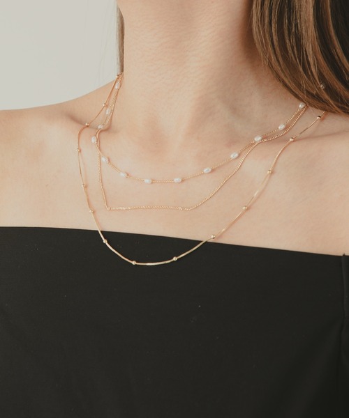 COLOR TOKYO ACCESSORIES（カラートウキョウアクセサリー）の「パール+ミニボール3連ネックレス（ネックレス・レディース・Silver/GOLD・FREE）」の7枚目の写真