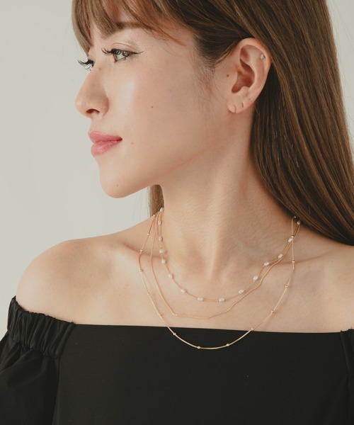 COLOR TOKYO ACCESSORIES（カラートウキョウアクセサリー）の「パール+ミニボール3連ネックレス（ネックレス・レディース・Silver/GOLD・FREE）」の9枚目の写真