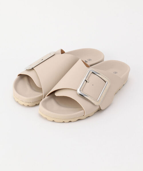 PLAKTON（プラクトン）の「【PLAKTON/ プラクトン】ビッグバックルサンダル（サンダル・レディース・オフホワイト/ブラック/キャメル・37/36/38）」の2枚目の写真