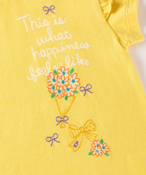 KP（ケーピー）の「ロゴラメプリントと花束刺しゅうの半袖Tシャツ(110-130cm)（Tシャツ/カットソー・キッズ・オフホワイト/イエロー・110cm/120cm/130cm）」の3枚目の写真