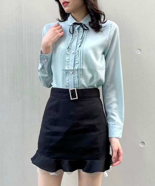 titty&Co. PETIT(ティティアンドコープティ)の「【titty&Co.PETIT】ラウンドカラーフリルブラウス(シャツ/ブラウス・レディース・ブルー/ホワイト・FREE)」の3枚目の写真
