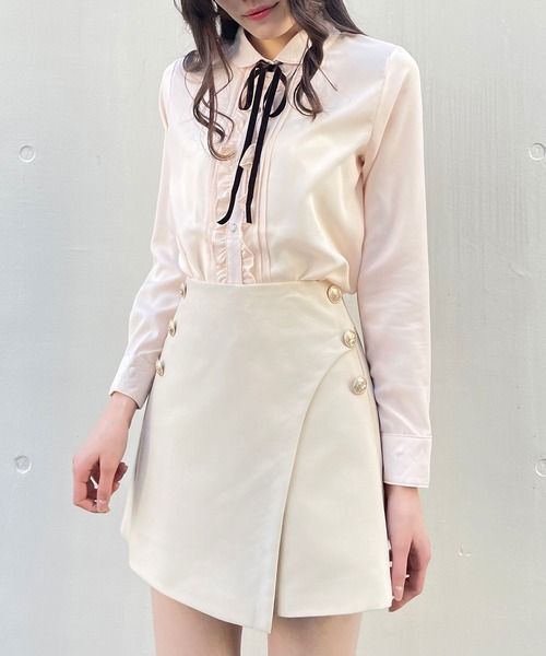 titty&Co. PETIT(ティティアンドコープティ)の「【titty&Co.PETIT】ラウンドカラーフリルブラウス(シャツ/ブラウス・レディース・ブルー/ホワイト・FREE)」の5枚目の写真