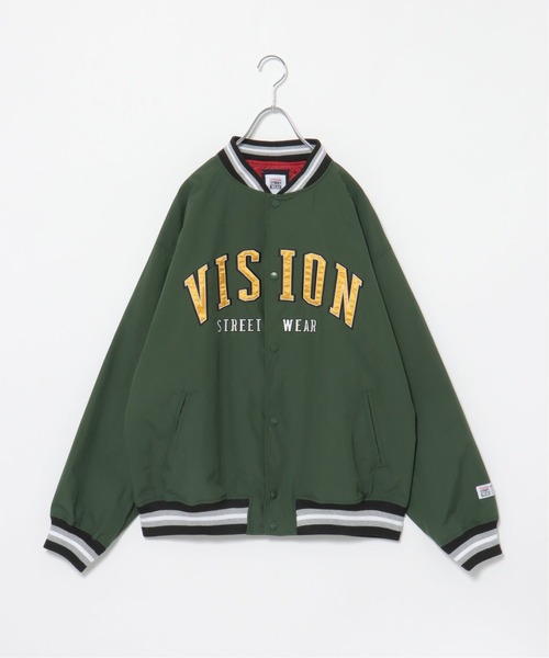 VENCEEXCHANGE（ヴァンスエクスチェンジ）の「VISION STREET WEAR　ビジョンストリートウエア ナイロンカレッジロゴスタジャン　　オーバーサイズ/ビッグシルエット/アメカジ/ストリート/（スタジャン・メンズ・ブラック/グリーン/ブルー/オフホワイト・M/L）」の18枚目の写真