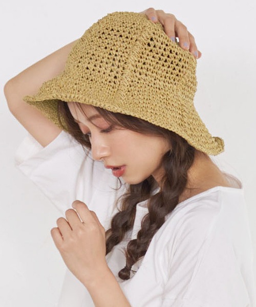 coca(coca)(コカ)の「折りたためる!つば深帽子(ハット・レディース・ブラック/ベージュ・ONE SIZE)」の2枚目の写真