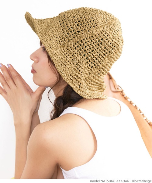 coca(coca)(コカ)の「折りたためる!つば深帽子(ハット・レディース・ブラック/ベージュ・ONE SIZE)」の3枚目の写真