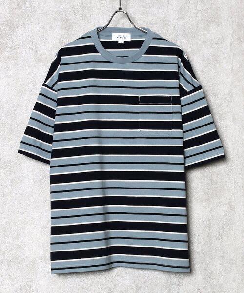 TIMELY WARNING(タイムリーワーニング)の「Timely Warning / マルチボーダー BIG Tシャツ(Tシャツ/カットソー・メンズ・ブラウン/グリーン/ブルーグレー・MEDIUM/LARGE)」の6枚目の写真