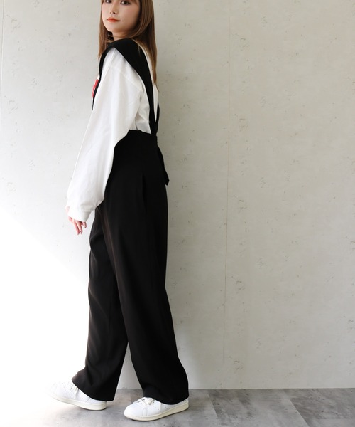 Per sist ence（パーシエンス）の「Per sist ence/パーシエンス　ツイルゆったりサロペット（サロペット/オーバーオール・レディース・ベージュ/グレー/ブラック・FREE）」の9枚目の写真