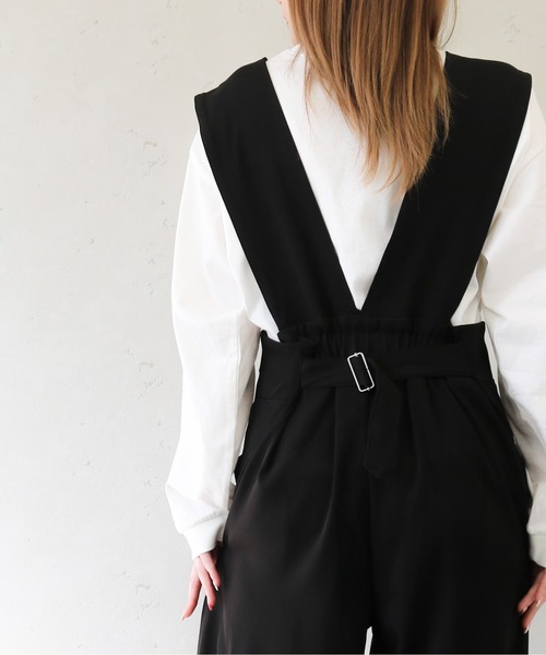 Per sist ence（パーシエンス）の「Per sist ence/パーシエンス　ツイルゆったりサロペット（サロペット/オーバーオール・レディース・ベージュ/グレー/ブラック・FREE）」の11枚目の写真