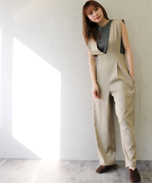 Per sist ence（パーシエンス）の「Per sist ence/パーシエンス　ツイルゆったりサロペット（サロペット/オーバーオール・レディース・ベージュ/グレー/ブラック・FREE）」の16枚目の写真