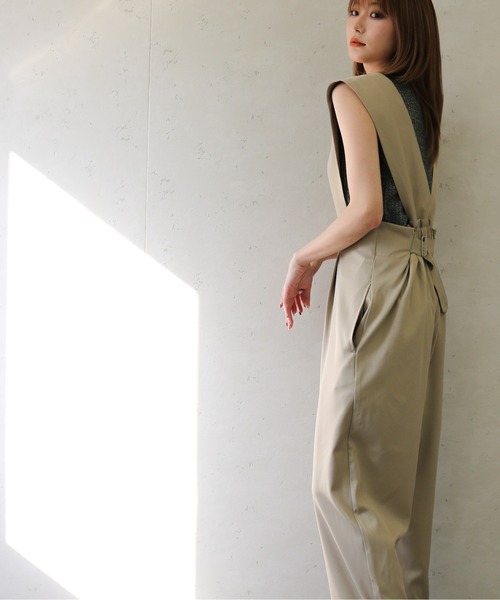 Per sist ence（パーシエンス）の「Per sist ence/パーシエンス　ツイルゆったりサロペット（サロペット/オーバーオール・レディース・ベージュ/グレー/ブラック・FREE）」の17枚目の写真