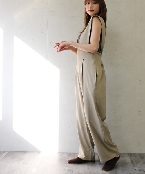 Per sist ence（パーシエンス）の「Per sist ence/パーシエンス　ツイルゆったりサロペット（サロペット/オーバーオール・レディース・ベージュ/グレー/ブラック・FREE）」の18枚目の写真