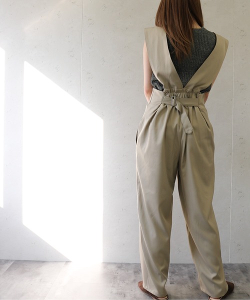 Per sist ence（パーシエンス）の「Per sist ence/パーシエンス　ツイルゆったりサロペット（サロペット/オーバーオール・レディース・ベージュ/グレー/ブラック・FREE）」の20枚目の写真