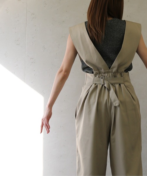 Per sist ence（パーシエンス）の「Per sist ence/パーシエンス　ツイルゆったりサロペット（サロペット/オーバーオール・レディース・ベージュ/グレー/ブラック・FREE）」の21枚目の写真