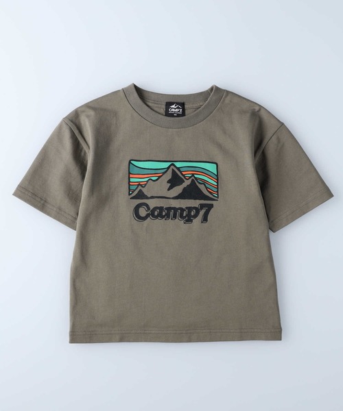 CAMP7(キャンプセブン)の「【CAMP7】スクエアロゴTシャツ(Tシャツ/カットソー・キッズ・カーキブラウン/ブルー・160/120/150/140/105/130)」の1枚目の写真