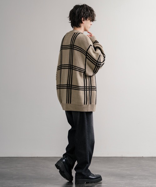 BT1855 【美品】サンドロ チェック柄 銀釦 カーディガン オーバーサイズ BT1855 【美品】サンドロ チェック柄 銀釦 カーディガン