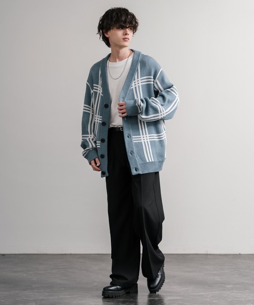 y2k 変形ドレープニットカーディガン ロック y2k 変形ドレープニットカーディガン ロック 青のカーディガン