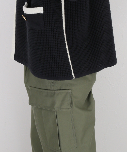 VERMEIL par iena ワッフルバイカラーニットジャケット 金ボタン VERMEIL par iena（ヴェルメイユパーイエナ）の「ワッフルバイ