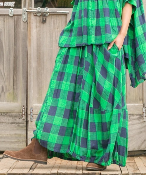 チャイハネ（チャイハネ）の「【チャイハネ】ラーティスブロックチェックスカート（スカート・レディース・レッド/ブルー/グリーン・FREE）」の2枚目の写真