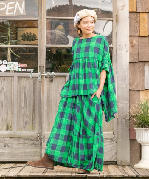 チャイハネ（チャイハネ）の「【チャイハネ】ラーティスブロックチェックスカート（スカート・レディース・レッド/ブルー/グリーン・FREE）」の8枚目の写真