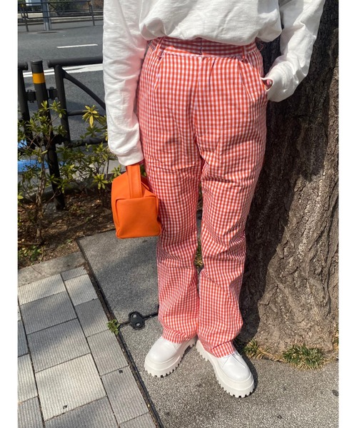 WC（ダブル シー）の「ギンガムチェックパンツ（スラックス・レディース・ブラック/ピンク/オレンジ/ブルー/グリーン・FREE）」の8枚目の写真