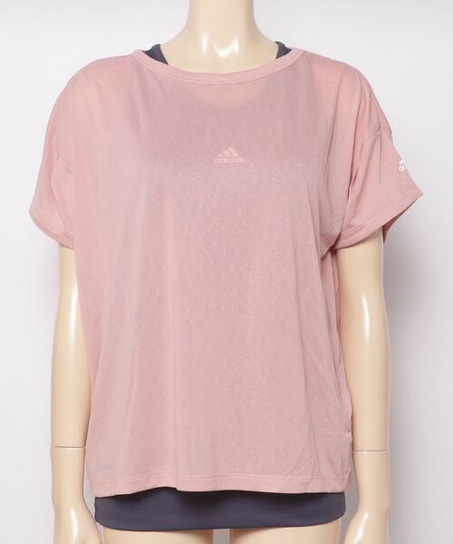 adidas(アディダス)の「アディダス adidas シーズナルスポーツウエア レイヤード 半袖Tシャツ(Tシャツ/カットソー・レディース・ライトグリーン/パープル/ブラック・S/M/XL/L)」の3枚目の写真