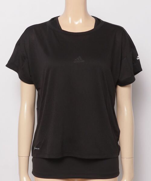 adidas(アディダス)の「アディダス adidas シーズナルスポーツウエア レイヤード 半袖Tシャツ(Tシャツ/カットソー・レディース・ライトグリーン/パープル/ブラック・S/M/XL/L)」の1枚目の写真