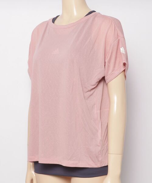 adidas(アディダス)の「アディダス adidas シーズナルスポーツウエア レイヤード 半袖Tシャツ(Tシャツ/カットソー・レディース・ライトグリーン/パープル/ブラック・S/M/XL/L)」の4枚目の写真