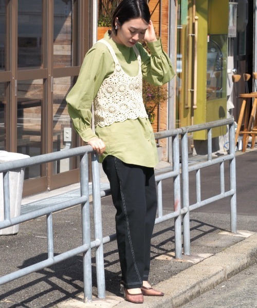 cepo(セポ)の「ステッチカーブテーパードパンツ(その他パンツ・レディース・ピンク/チャコール・S/M)」の3枚目の写真