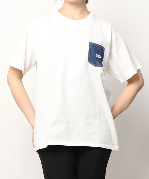 Lee(リー)の「Lee/リー DENIM POCKET TEE/ピスネーム ワンポイント刺繍 デニム ポケット 半袖Tシャツ(Tシャツ/カットソー・メンズ・ホワイト/ブラック/イエロー/オレンジ/ブルー・M/L/XL)」の22枚目の写真