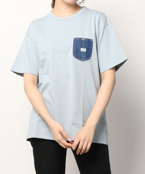 Lee(リー)の「Lee/リー DENIM POCKET TEE/ピスネーム ワンポイント刺繍 デニム ポケット 半袖Tシャツ(Tシャツ/カットソー・メンズ・ホワイト/ブラック/イエロー/オレンジ/ブルー・M/L/XL)」の20枚目の写真