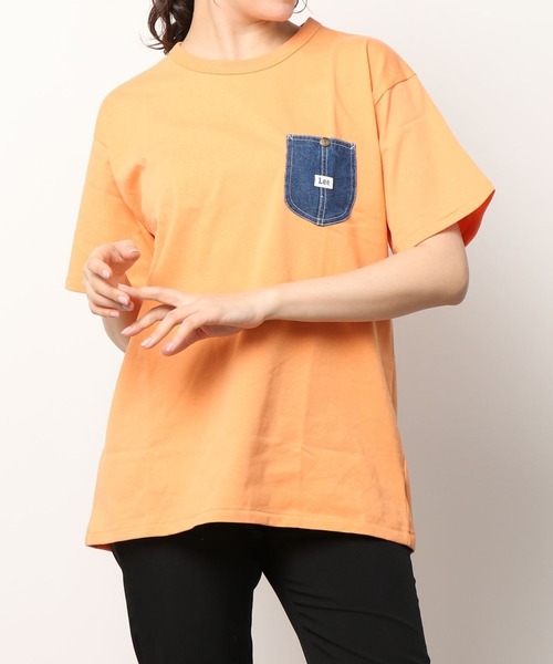 Lee(リー)の「Lee/リー DENIM POCKET TEE/ピスネーム ワンポイント刺繍 デニム ポケット 半袖Tシャツ(Tシャツ/カットソー・メンズ・ホワイト/ブラック/イエロー/オレンジ/ブルー・M/L/XL)」の18枚目の写真