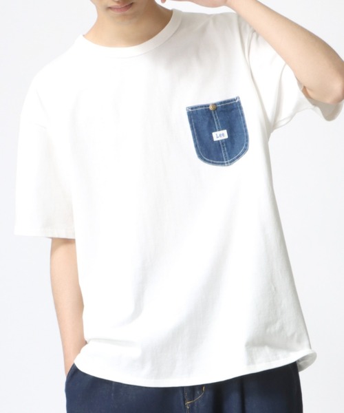 Lee(リー)の「Lee/リー DENIM POCKET TEE/ピスネーム ワンポイント刺繍 デニム ポケット 半袖Tシャツ(Tシャツ/カットソー・メンズ・ホワイト/ブラック/イエロー/オレンジ/ブルー・M/L/XL)」の17枚目の写真