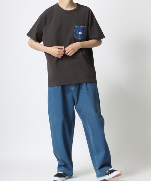 Lee(リー)の「Lee/リー DENIM POCKET TEE/ピスネーム ワンポイント刺繍 デニム ポケット 半袖Tシャツ(Tシャツ/カットソー・メンズ・ホワイト/ブラック/イエロー/オレンジ/ブルー・M/L/XL)」の8枚目の写真