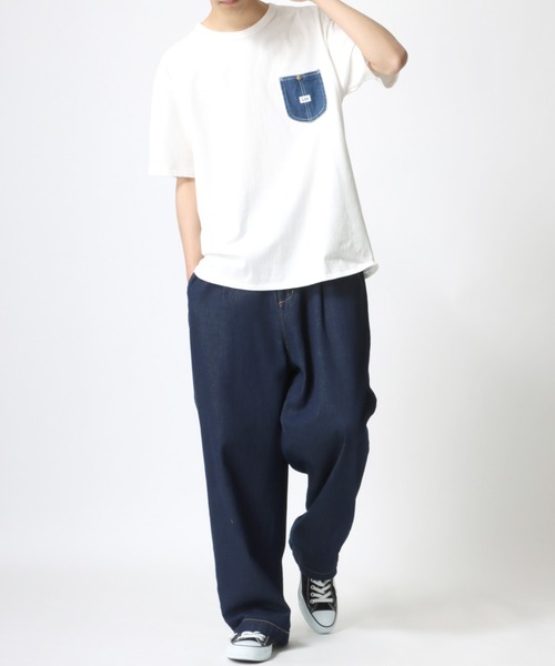Lee(リー)の「Lee/リー DENIM POCKET TEE/ピスネーム ワンポイント刺繍 デニム ポケット 半袖Tシャツ(Tシャツ/カットソー・メンズ・ホワイト/ブラック/イエロー/オレンジ/ブルー・M/L/XL)」の14枚目の写真