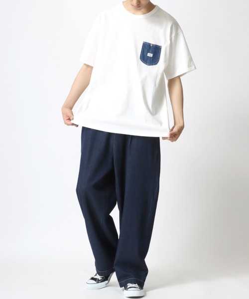 Lee(リー)の「Lee/リー DENIM POCKET TEE/ピスネーム ワンポイント刺繍 デニム ポケット 半袖Tシャツ(Tシャツ/カットソー・メンズ・ホワイト/ブラック/イエロー/オレンジ/ブルー・M/L/XL)」の13枚目の写真