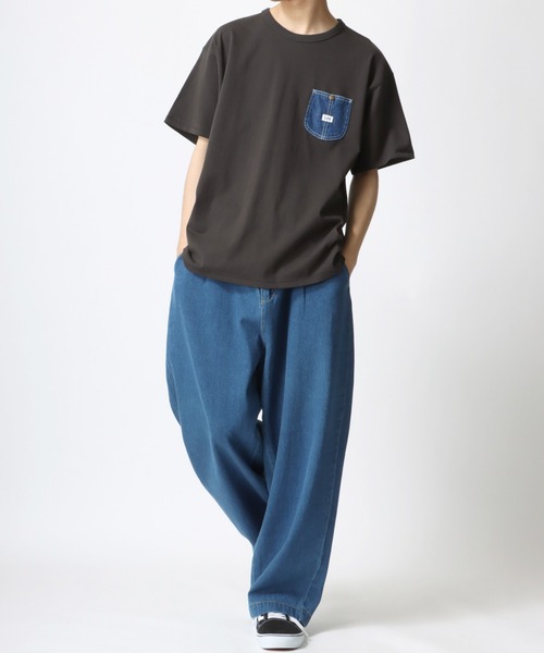 Lee(リー)の「Lee/リー DENIM POCKET TEE/ピスネーム ワンポイント刺繍 デニム ポケット 半袖Tシャツ(Tシャツ/カットソー・メンズ・ホワイト/ブラック/イエロー/オレンジ/ブルー・M/L/XL)」の11枚目の写真