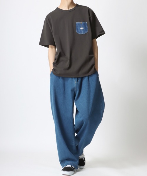 Lee(リー)の「Lee/リー DENIM POCKET TEE/ピスネーム ワンポイント刺繍 デニム ポケット 半袖Tシャツ(Tシャツ/カットソー・メンズ・ホワイト/ブラック/イエロー/オレンジ/ブルー・M/L/XL)」の10枚目の写真