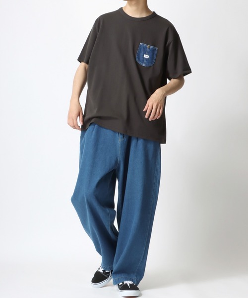 Lee(リー)の「Lee/リー DENIM POCKET TEE/ピスネーム ワンポイント刺繍 デニム ポケット 半袖Tシャツ(Tシャツ/カットソー・メンズ・ホワイト/ブラック/イエロー/オレンジ/ブルー・M/L/XL)」の9枚目の写真