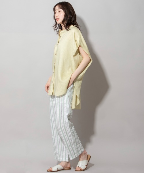 Munich（ミューニック）の「60sライトフレンチリネンバンドカラーシャツ（シャツ/ブラウス・レディース・ブラック/ホワイト/ライトグリーン/イエロー/スモークピンク/ライトグレー・FREE）」の18枚目の写真