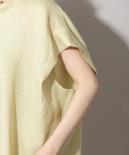 Munich（ミューニック）の「60sライトフレンチリネンバンドカラーシャツ（シャツ/ブラウス・レディース・ブラック/ホワイト/ライトグリーン/イエロー/スモークピンク/ライトグレー・FREE）」の14枚目の写真