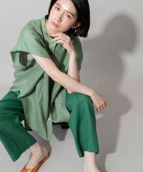 すっちゃんです★美品★23SS フレンチリネンレギュラーカラーシャツ すっちゃんです☆美品☆23SS フレンチリネンレギュラーカラー