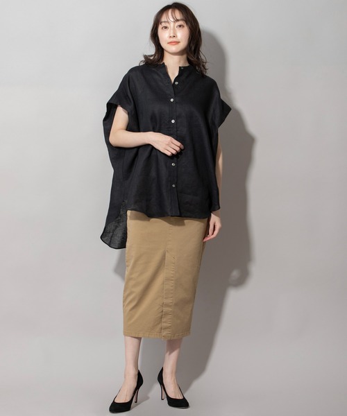 セール】60sライトフレンチリネンバンドカラーシャツ（シャツ