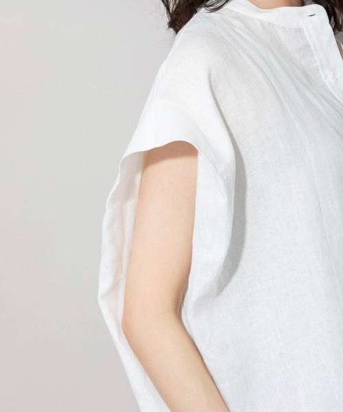 Munich（ミューニック）の「60sライトフレンチリネンバンドカラーシャツ（シャツ/ブラウス・レディース・ブラック/ホワイト/ライトグリーン/イエロー/スモークピンク/ライトグレー・FREE）」の12枚目の写真