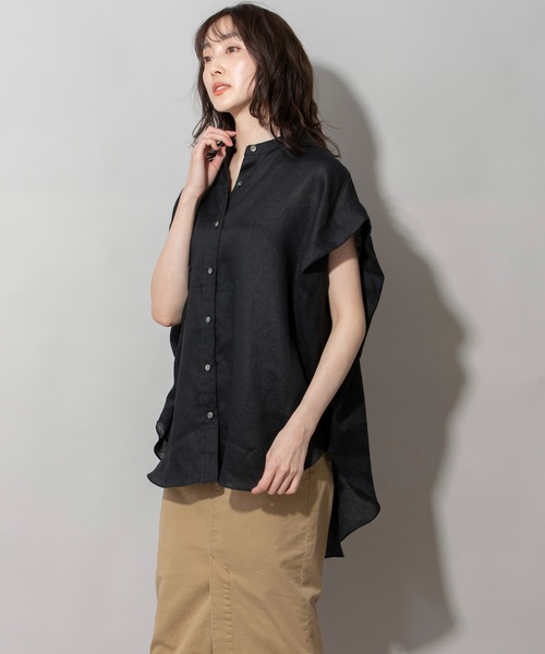 Munich（ミューニック）の「60sライトフレンチリネンバンドカラーシャツ（シャツ/ブラウス・レディース・ブラック/ホワイト/ライトグリーン/イエロー/スモークピンク/ライトグレー・FREE）」の16枚目の写真